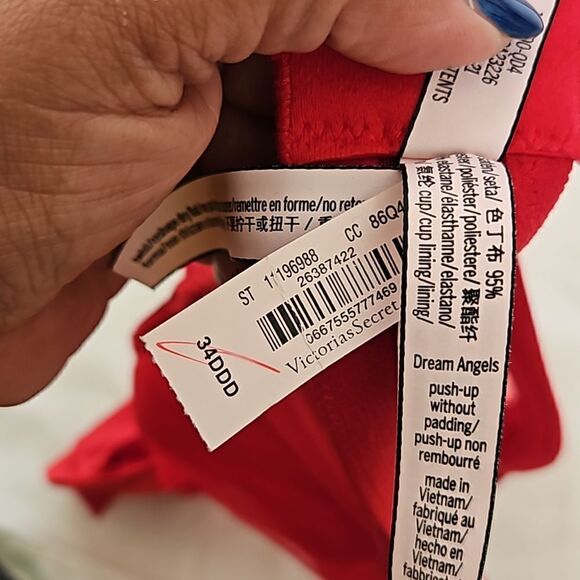 Victoria's Secret Women's Underwire Push-Up Without Padding Bow Bra Red 34DDD - Picture 9 of 16